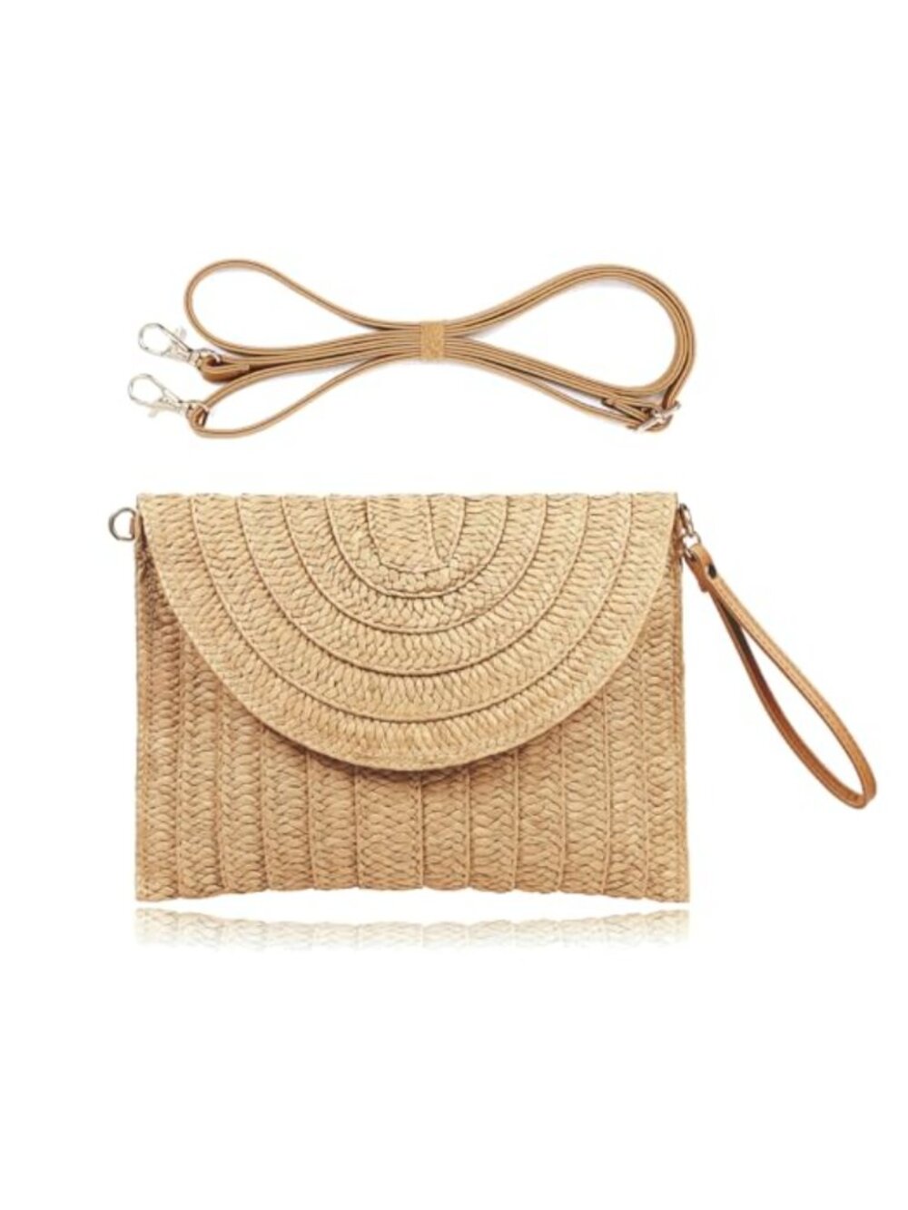 Woven Straw Clutch Handbag Summer Beach Purse for Women Envelope Bag